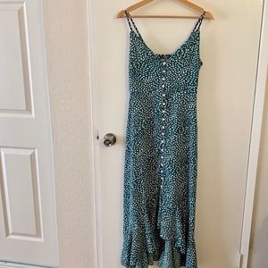 Shein button down polka dot ruffle Maxi Dress